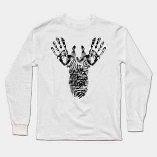 Christmas reindeer handprint Long Sleeve T-Shirt